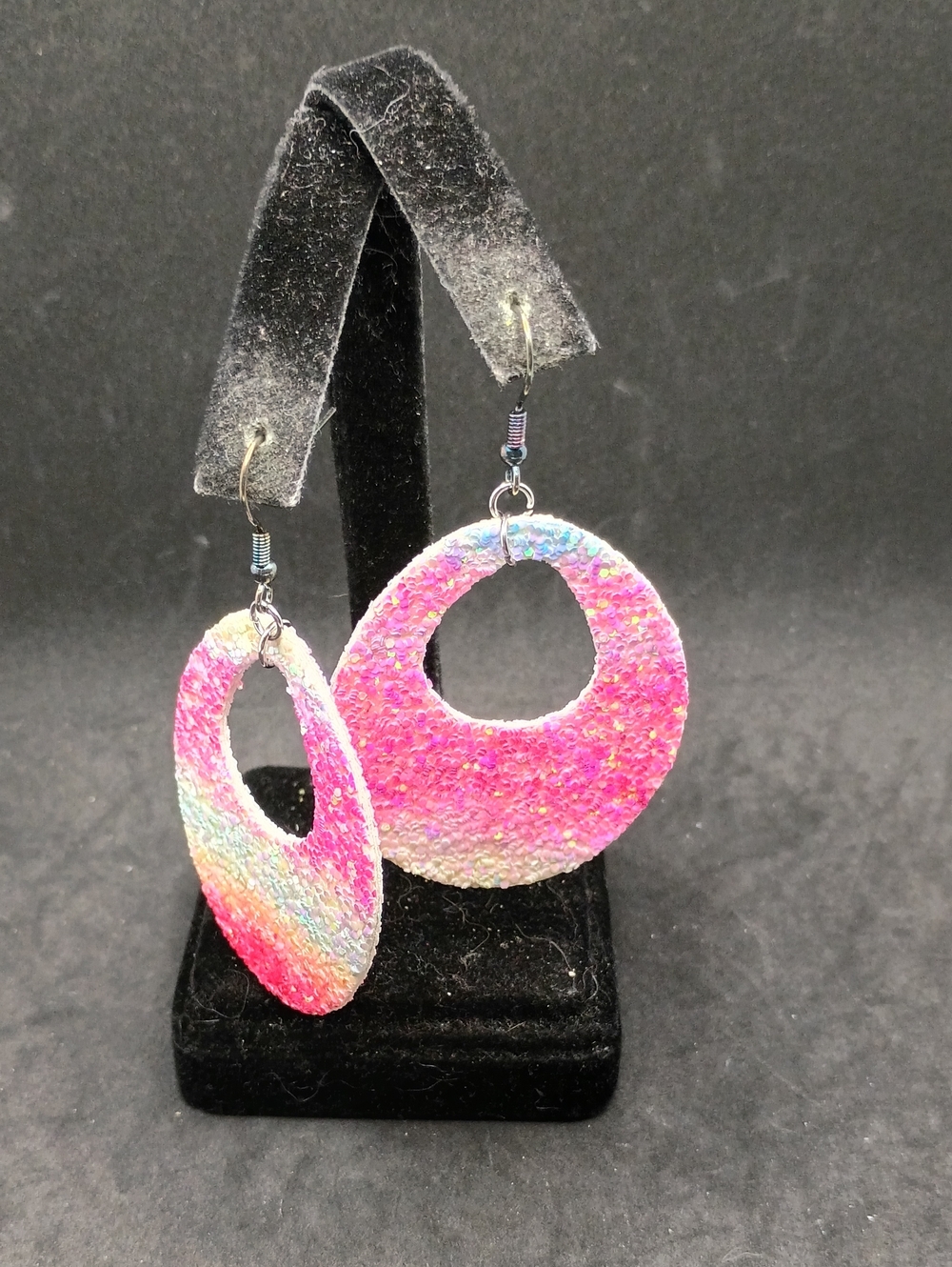 Vibrant Pink Multicolor Textured Hoop Earrings